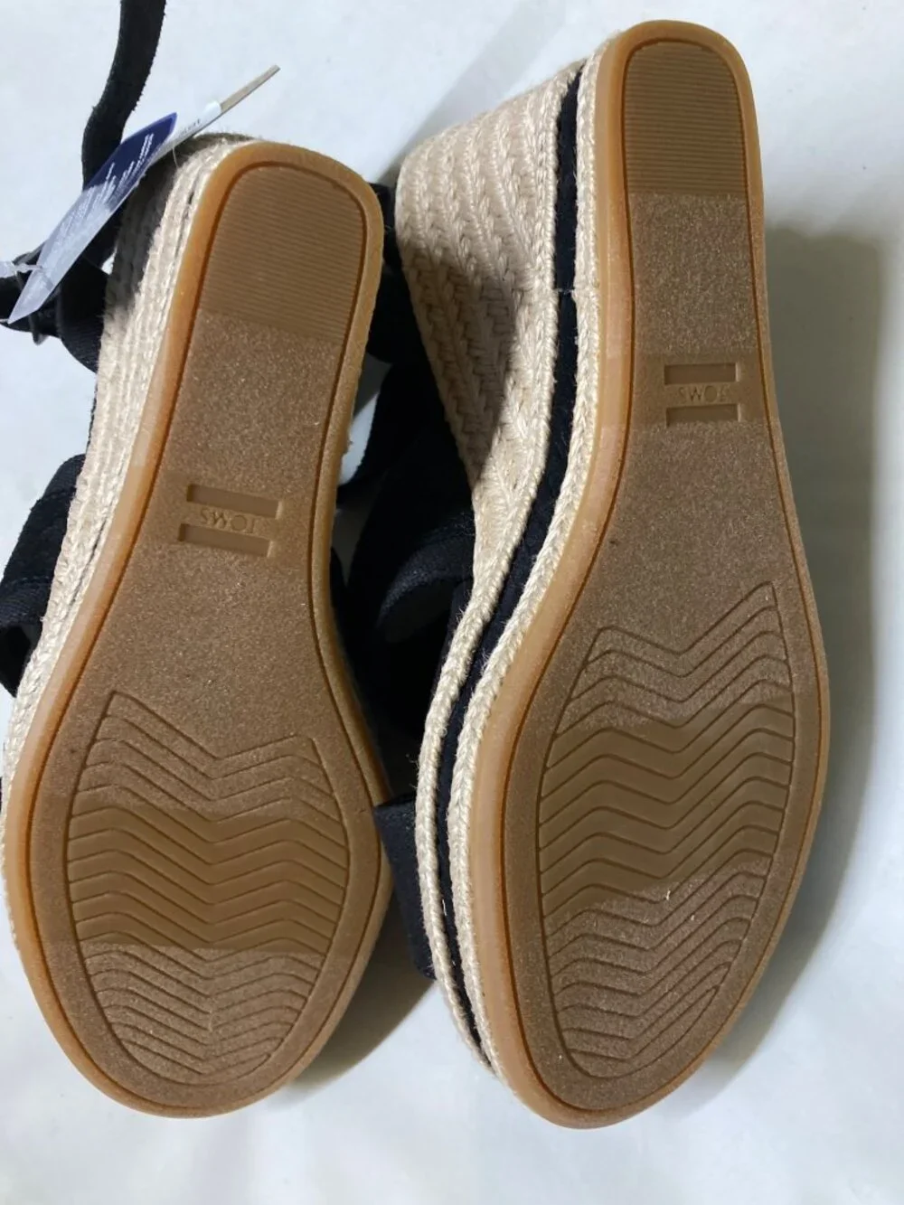 Toms Madelyn Braided Wedge Sandal for Women - Black, Size 6, New with Tag